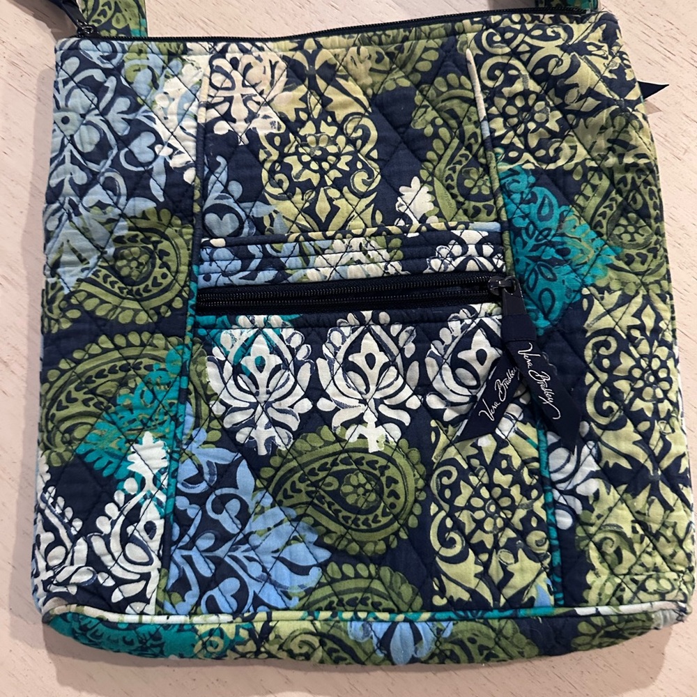 Vera Bradley Navy and Olive Patterned Crossbody Bag